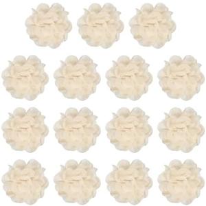 YELARXI Chiffon Flowers, Sewing Fabric Appliques, Chiffon Flowers Appliques - Fitting for (Women/DIY Crafts/Headbands/Hair Accessories/Wedding/Party/Corsage) 4 Inch & 15 Pack & Khaki
