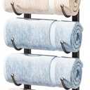 HapiRm Towel Racks for Bathroom Storage - 9 Tier Over The Door & Wall Mount Rolled Towel Storage Organizer Holder with Metal Shelf Basket for Small Bathroom, Camper, Rv - Brushed Nickel, Patented