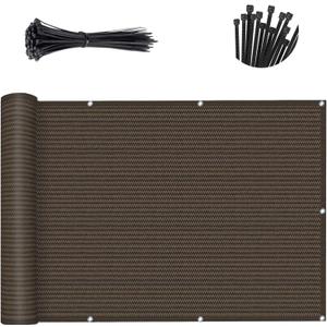 SUNLAX 3'x16' Brown Balcony Privacy Screen Fence UV Protection (HDPE) Anti-Peek, Ideal for Patio, Deck, Yard, Pool, Porch, Railing (We Make Custom Sizes)