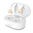 OTC Hearing Aids for Seniors, Nearly Invisible Rechargeable Hearing Aids, 100+ Hours of Charging Case Usage, Super-Mini Invisible Design, Comfort Fit in Ear Canal, AI Noise Cancellation and Clear Sound, Suitable for Various Daily Scenarios (Beige)