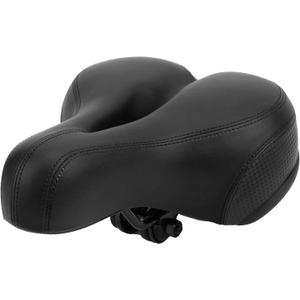 Mountain Bike Saddle, Comfortable Microfiber Leather Seat, Hollow Carved Spring Design, Reflective Decal Safety, Ventilation System, Wear Resistant (Black)