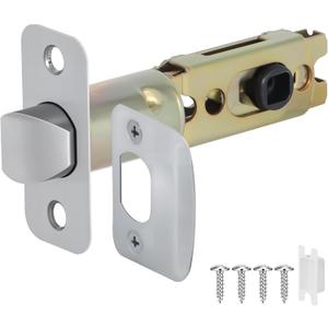 1 Pack Nickel Door Latch Replacement, 8mm Big Spindle Hole, 45Turning Angle, 2-3/8'' or 2-3/4'' Backset Door Deadlatch, Stainless Steel Round Corner Door Lock Replacement Parts