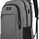MATEIN Travel Laptop Backpack, Business Anti Theft Slim Sturdy Laptops Backpack with USB Charging Port, Water Resistant College School Computer Bag Gift for Men & Women Fits 15.6 Inch Notebook, Grey