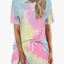 Ekouaer Tie Dye Pajamas Set Womens Loungewear Sleepwear 2 Piece PJ Sets M