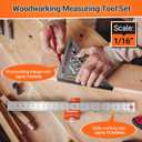 Preciva 2 PCS Aluminum Alloy Carpenter Square Set - 12" Magnetic Combination Square & 7” Rafter Square with Drill Guide | 5-in-1 Layout Tool for Woodworking Framing and DIY