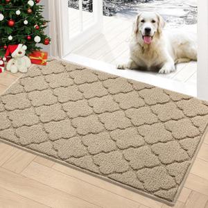 Timo Indoor Doormat, Front Door Mat 36"x59" Absorbent Rubber Backing Non Slip Door Mats, Machine Washable Resist Dirt Low Profile Rugs for Entryway, Front Door Rugs Indoor for Muddy Wet Shoes, Beige