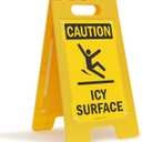 SmartSign 25 x 12 inch Caution - Icy Surface Two-Sided Folding Floor Sign with Symbol, Digitally Printed Polypropylene Plastic, Black and Yellow