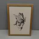 Framed Funny Frog Bathroom Wall Art, Whimsical Frog on Toilet Reading Newspaper Paintings Wall Decor, Humor Animal Pictures Canvas Prints Retro Home Decor for Restroom 12x16 inch