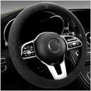 Bittwee Car Suede Steering Wheel Cover, Non-Slip Protector for Auto Steering Wheel with Grid of The Correction Marker, Breathable Universal Automotive Accessories, Fitting 14.5-15 inch