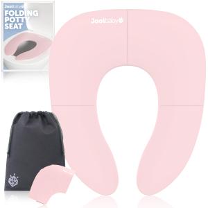 Jool Baby Folding Travel Potty Training Seat for Toddlers, Fits Round & Oval Toilets, Non-Slip Suction Cups, Includes Free Travel Bag (Pink)