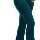 Leafigure Maternity Flare Leggings with Pockets Over The Belly Yoga Pants for Workout Soft Pregnancy Activewear Teal M