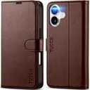 TUCCH Wallet Case for iPhone 17 (6.3-Inch) 2025, 4 Card Holders, RFID Blocking, Stand, Shockproof TPU Shell, PU Leather, Magnetic Closure, Protective Flip Folio Cover, Chocolate Brown