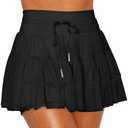 Women's Pleated Skirt High Waisted Ruffle Tennis Skirts Sports Skater Running Skorts with Shorts Pockets Size M