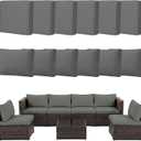 12pcs Outdoor Patio Cushion Covers Replacement, 24" Zippered Outdoor Cushion Covers Waterproof, UV Resistant & Washable Patio Furniture Cushion Covers Waterproof for Patio Sectional, Lght Grayi