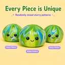 Green Marble Design Mystery Dumpling Squishies with Steamer Box, Soft Stretchy Bao Bun Stress Relief Balls, Sensory Fidget Squeeze Toys for Anxiety Relief, Decompression Desk Toys