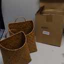 Boao 2 Pack Hanging Basket for Front Door Seagrass Wall Basket Hand Woven Different Sizes to Hold Flowers and Mail Wall Mounted Racks Storage Organize for Home Garden Farmhouse (Natural Color)