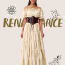 Spooktacular Creations 5Pcs Halloween Renaissance Medieval Dress Costume Women, Fairy Peasant Irish Cottagecore Dress, S