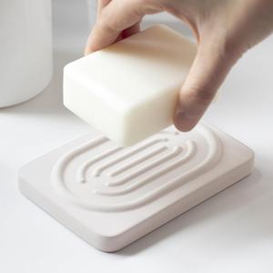 2 x Coengwui Diatomite Soap Dish for Kitchen Organizer, Quick Dry Sink Caddy Holder for Sponge, Brush, Toothbrush - Fast Absorbing Stone Tray (Beige, 4.8" x 3.1")