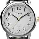 Timex Women's Easy Reader 25mm Watch – Silver-Tone Case White Dial with Two-Tone Expansion Band