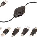 Emerge Tech ReTrak ETPRU6M Universal USB Extension Retractable Cord, Black, 6 feet Black