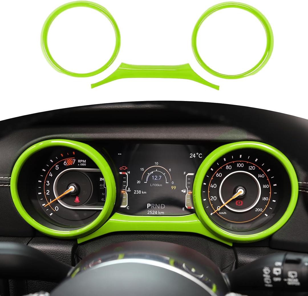 RT-TCZ for Jeep JL Dashboard Instrument Panel Gauges Trim Ring Cover for Jeep Wrangler JL JLU Gladiator JT 2018-2023 Green Interior Accessories 3pcs