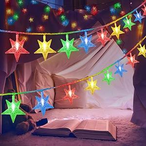 ITICdecor Star String Lights 15 FT 30 LED Fairy Christmas Light Battery Operated Indoor Outdoor Twinkle Lights Bedroom Decor for Party Wedding Xmas Tree (Multicolor)