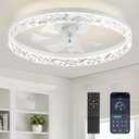 LEDIARY 20" Modern Ceiling Fans with Lights and Remote, Dimmable Low Profile Ceiling Fan, Flush Mount Ceiling Fan, Stepless Color Temperature Change and 6 Speeds - White