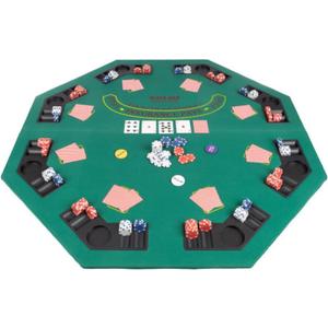 Folding Poker Table Top 48-Inch Solid Wood Topper Space for 8 Players Blackjack Table with Built-in Cupholders and Chip Trays by Trademark Poker