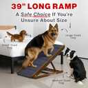Adjustable Dog Ramp for Bed - 39" Long Foldable Wooden Ramp for Dogs to Get on Bed, Couch, or Car with 13.4" Wide Walking Space (Walnut Wood with Gray Carpet)