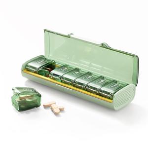 Weekly Pill Organizer,Portable 7 Day Pill Box, Moisture Proof Medicine Pill Organizer, Travel Pill Case with BPA-Free Material, Pocket-Size for Supplements & Vitamins (Green)