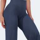 VOYJOY Straight Leggings Bottoms Wide Leg Pants for Women 29"/ 31.5"/33"/35" High Waist Stretch Casual Sweatpants (Blue, L)