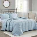 HIG Pre Washed Down Alternative Comforter for Twin - Reversible Chic Quilt Design - Lightweight for All Season - Blue Duvet Comforter, Sky Blue