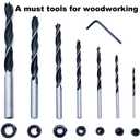 16Pcs Brad Point Wood Drill Bit 3/4/5/6/8/10/12mm Wood Working Drill with 3-12MM Center Point and Stopper Perfect for Woodworking Carpentry Drilling