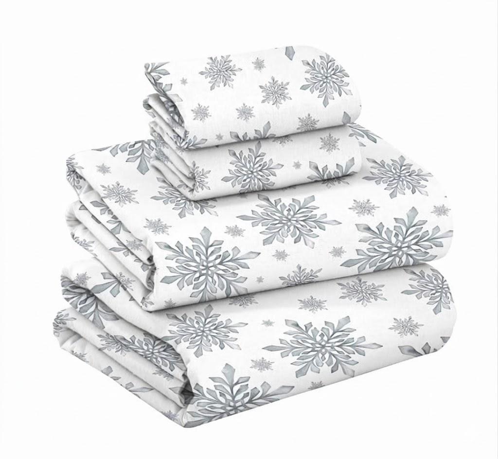 RUVANTI 100% Cotton Organic Flannel Sheets Set - California King - Crystal Noir - 4 Pcs