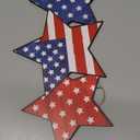 4th of July Hanging Door Sign Wooden Double Sided Patriotic Door Hanger Fourth of July Patriotic Stars USA Stars Porch Signs Independence Day Wall Hanging Memorial Day Hanger for Home Decor
