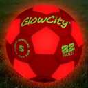GlowCity Glow in The Dark Soccer Ball - Sizes 3, 4, 5 for Kids, Teens & Adults - Light Up Soccer Ball with 2 LED Lights - Sports Birthday Gifts Ideas for Boys & Teenagers Ages 6 7 8 9 10 11 12 13 14