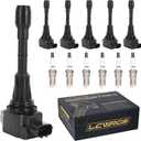 Set of 6 Ignition Coil Packs & Spark Plugs Fits For 3.5 V6 Nissan Murano Maxima Altima Pathfinder Infiniti G35 EX35 JX35 2009 2010 2011 2012 2013 2014 2015 2016 3.5L Coils Spark Plugs Replaces# UF550