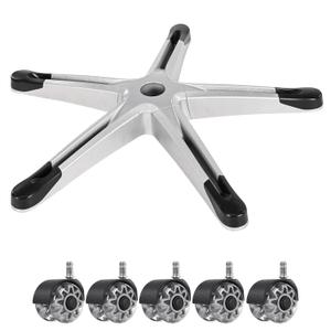 Frassie 28 Inch Gaming Chair Base Replacement with 5 Casters, Heavy Duty Desk Office Chair Swivel Base Part (Grey)
