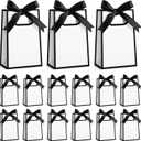 AmazingSpark 50 Pcs White Black Mini Gift Bags Bulk 6.3 x 3.9 x 2.8 Inch Party Favors Elegant Small Gift Bags with Handles and Ribbon Bows for Wedding Birthday Bridal Baby Shower Party Favors