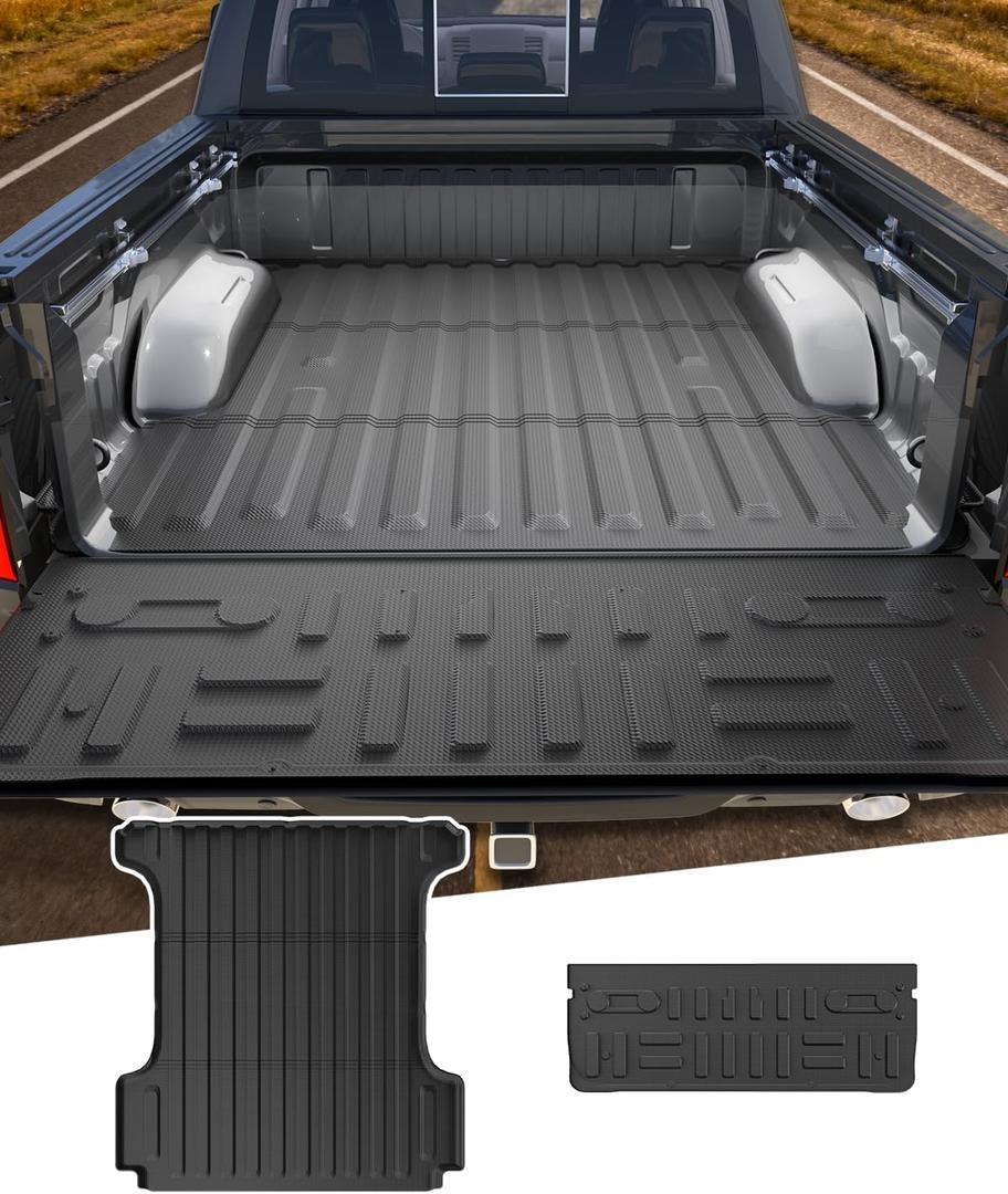 Truck Bed Mat for Ford F150 (2015-2025, 5.5FT) & F-150 Lightning (2022-2025), Heavy Duty Truck Bed Mat, All Weather TPE Bed Liner, Waterproof & Non-Slip, Truck Accessories, 2018 2019 Ford F150 Stuff
