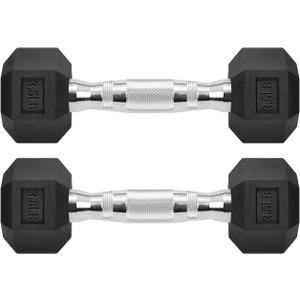 Hex Dumbbells Rubber Coated Cast Iron Hex Black Dumbbell Free Weights for Exercises / 3.5LB Pound