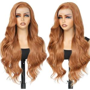 HD Lace Wig Long Ginger Lace Front Wigs for Women 13x4 HD Lace Front Layered Loose Wavy Pre Plucked Tiny Knots M Natural Hairline  Synthetic Reddish Brown Copper Blonde Lace Front Wig