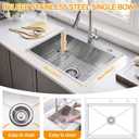 Geetery 20 x 16 Inch Drop in Bar Sink, 9" Deep Single Bowl 304 Stainless Steel Top Mount Small Kitchen Sink Set with Grid Drain Strainer P-trap Drain Kit for Kitchen Island Prep Bar Rv Laundry Room, 20 x 16 Inch, 9" Basin Depth