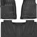 Floor Mats for 2019-2025 Chevrolet Silverado/GMC Sierra 1500 Crew Cab & 2020-2025 Chevy/GMC 2500HD/3500HD|Custom Fit|Front & Rear|Front Bucket|All-Weather Car Liners for Trucks Slv&Sra|(19-25)1500&(20-25)2500HD/3500HD Crew Cab