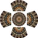 Boho Mandala Flower Wedge Placemats Set of 4+1pcs PVC Washable Heat Resistant Wedge Place Mats Round Table Mat Wipeable Plastic Dining Table Mats for Kitchen Indoor Patio Table Decor
