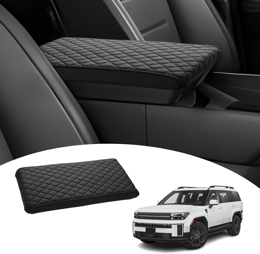 Shademax Custom for 2024 2025 2026 Hyundai Santa Fe Center Console Cover Armrest Cover Santa Fe Hybrid Accessories Arm Rest Cushion Pad Leather Middle Console Cover Armrest Seat Box Protector