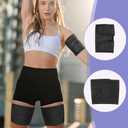 Thigh Compression Sleeves and Arm Trimmers Set, Neoprene Sweat Bands for Exercise, 1 Pair Each, Black