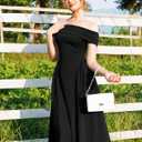 YMDUCH Women's Elegant Off Shoulder Short Sleeve A line Flowy Swing Cocktail Party Long Dress