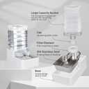 Dog Cat Water Dispenser: 8L White Upgraded Gravity Feeder with Stainless Steel Bowl - BPA-Free Large Capacity for Medium/Large Pets - Indoor & Outdoor Use