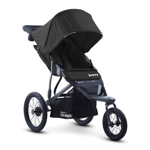 Joovy Zoom360 Ultralight Jogging Stroller Featuring High Child Seat, Shock-Absorbing Suspension, Extra-Large Air-Filled Tires, Parent Organizer, Air Pump, and Easy One-Hand Fold (Black), 54"L x 25"W x 46"H